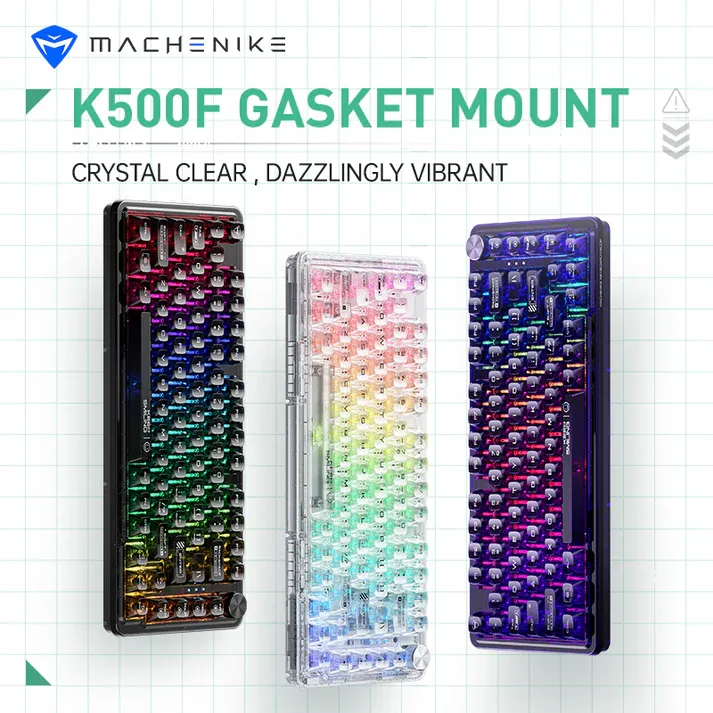 Teclado Mecânico Gamer Machenike K500F-B81 - Crystal - Switch GR Crystal Tactil - 81 Teclas (75% Compacto)- Hot-Swap - RGB - Wired (USB-C) (Imagem 2)